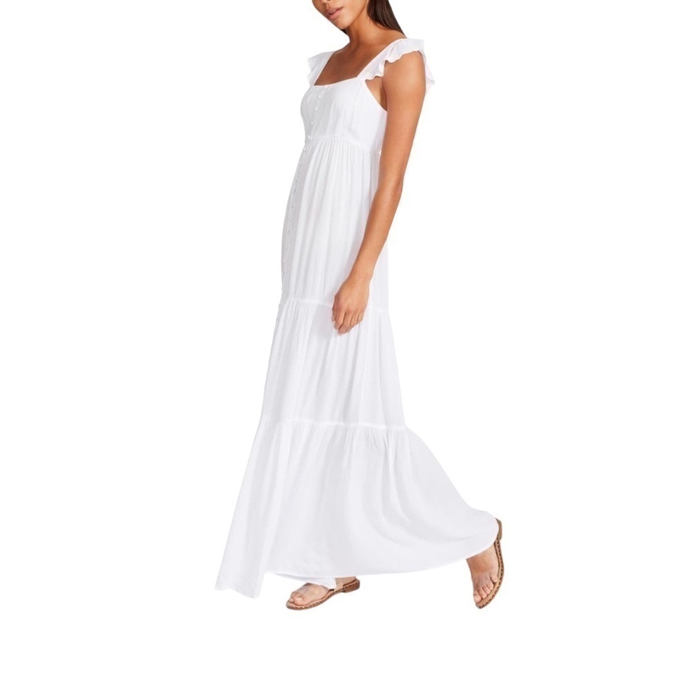 BB Dakota By Steve Madden Babydoll Maxi Dress Flutter Sleeve Tiered Women’s XS